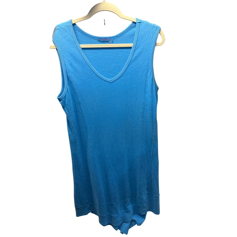 Fresh Produce Womens Blue Asymmetrical Sleeveless Cotton Coverup Dress Medium